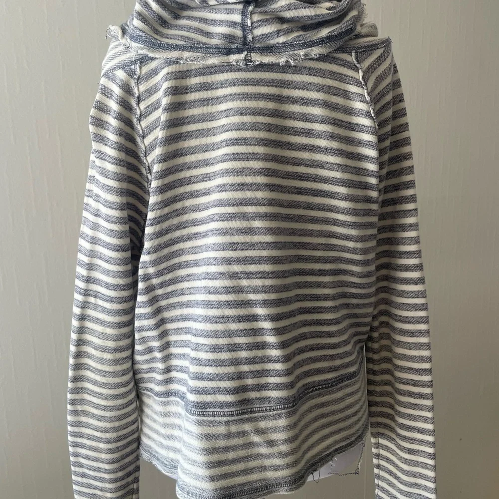 Free People Striped Gray Cowl‎ Neck Sweater